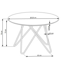 BONELLO stół, blat - popielaty marmur, nogi - złoty (2p1szt)