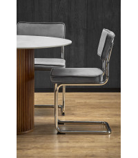 BRUNO stół okrągły, biały marmur / orzechowy (2p1szt)