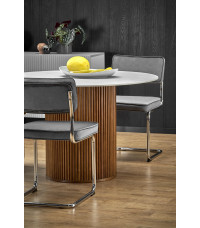 BRUNO stół okrągły, biały marmur / orzechowy (2p1szt)