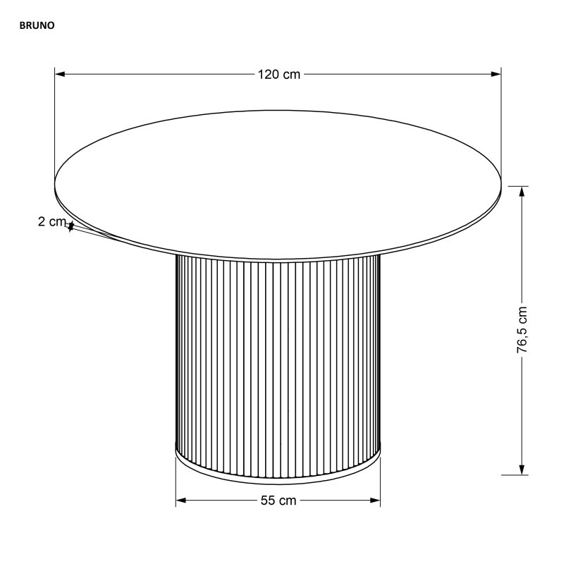 BRUNO stół okrągły, biały marmur / orzechowy (2p1szt)