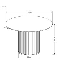 BRUNO stół okrągły, biały marmur / orzechowy (2p1szt)