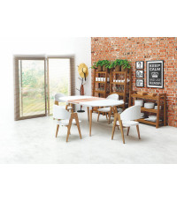 CALIBER stół rozkładany biały / dąb san remo (1p1szt)