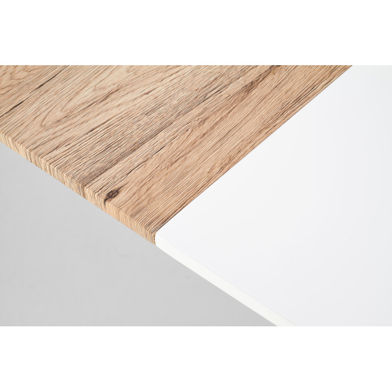 CALIBER stół rozkładany biały / dąb san remo (1p1szt)