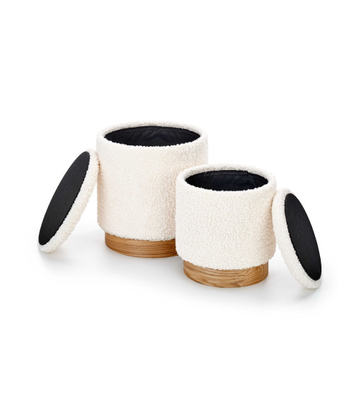 CANCUN zestaw 2 puf, kremowy / naturalny (1p1kpl)