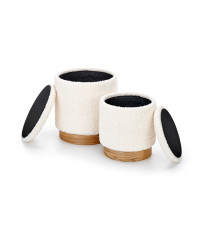 CANCUN zestaw 2 puf, kremowy / naturalny (1p1kpl)