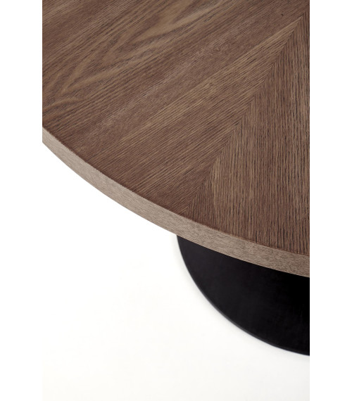 CARMELO stół okrągły, blat - orzech, noga - czarny (3p1szt)