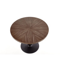 CARMELO stół okrągły, blat - orzech, noga - czarny (3p1szt)