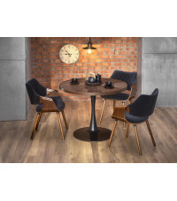 CARMELO stół okrągły, blat - orzech, noga - czarny (3p1szt)