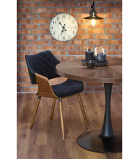CARMELO stół okrągły, blat - orzech, noga - czarny (3p1szt)