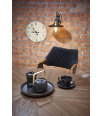 CARMELO stół okrągły, blat - orzech, noga - czarny (3p1szt)