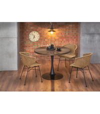 CARMELO stół okrągły, blat - orzech, noga - czarny (3p1szt)