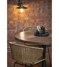 CARMELO stół okrągły, blat - orzech, noga - czarny (3p1szt)