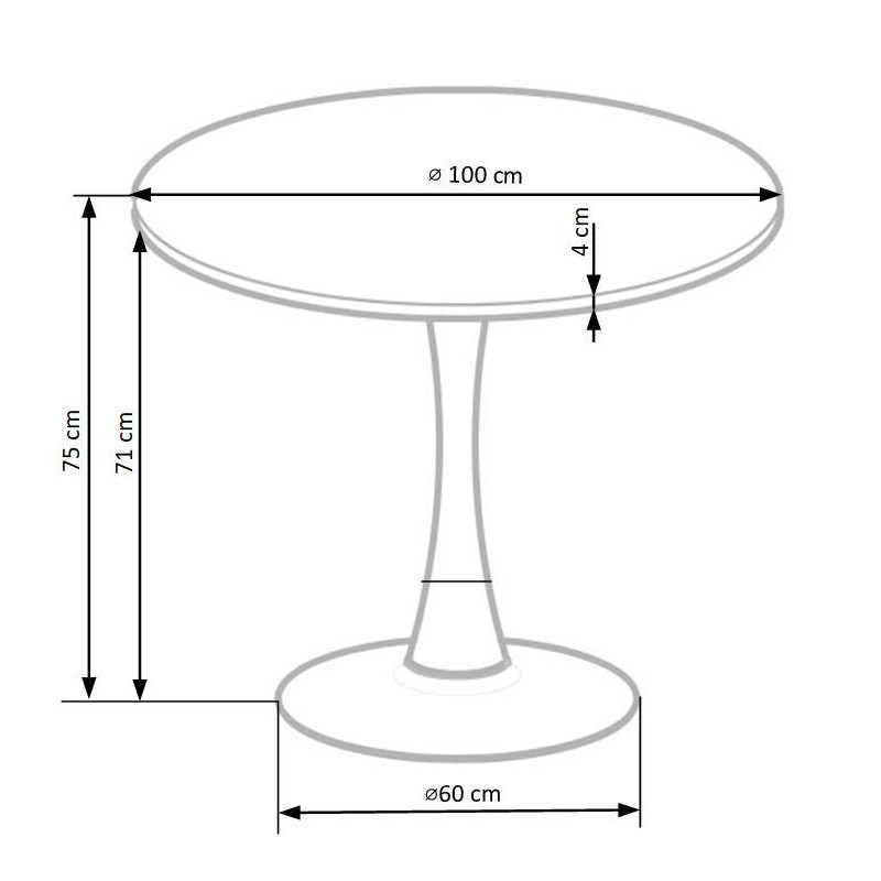CARMELO stół okrągły, blat - orzech, noga - czarny (3p1szt)