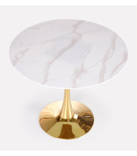 CASEMIRO stół blat - biały marmur, noga - złoty (2p1szt)