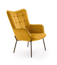 CASTEL fotel wypoczynkowy czarny / musztardowy