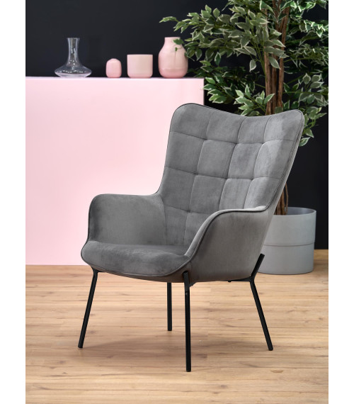 CASTEL fotel wypoczynkowy czarny / jasny popiel