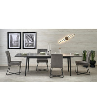 CHARLES stół rozkładany, blat - popielaty marmur, nogi - czarny