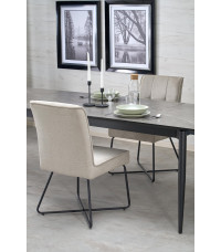 CHARLES stół rozkładany, blat - popielaty marmur, nogi - czarny