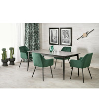 CHARLES stół rozkładany, blat - popielaty marmur, nogi - czarny