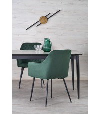 CHARLES stół rozkładany, blat - popielaty marmur, nogi - czarny