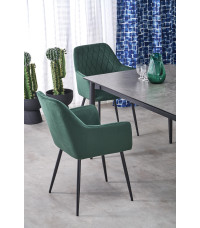 CHARLES stół rozkładany, blat - popielaty marmur, nogi - czarny