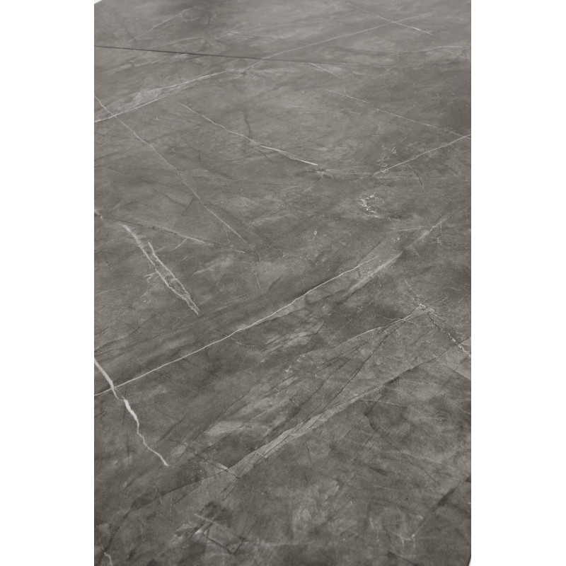 CHARLES stół rozkładany, blat - popielaty marmur, nogi - czarny