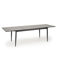 CHARLES stół rozkładany, blat - popielaty marmur, nogi - czarny