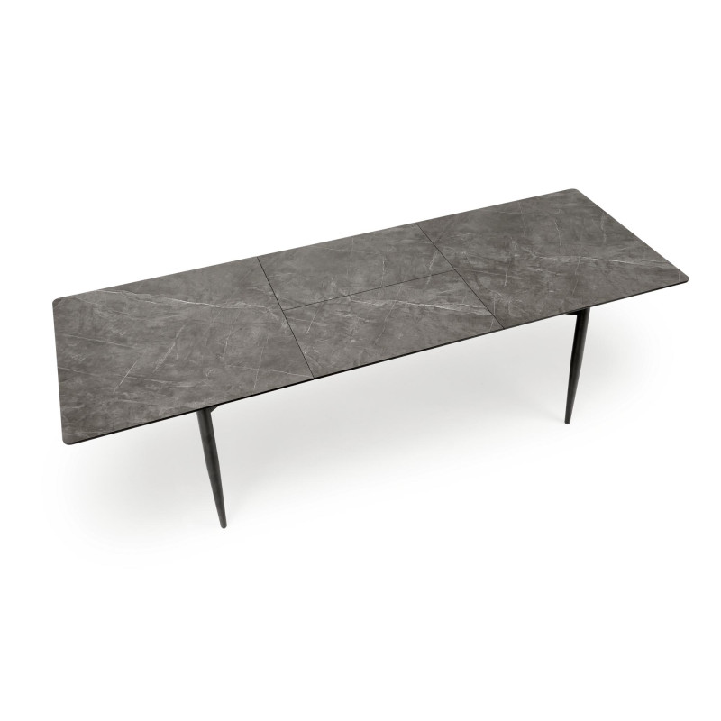 CHARLES stół rozkładany, blat - popielaty marmur, nogi - czarny