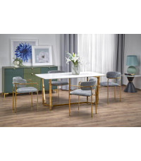 CLEMENTE stół blat - biały marmur, nogi - złoty (2p1szt)