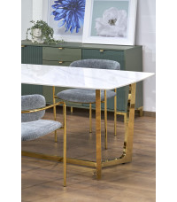 CLEMENTE stół blat - biały marmur, nogi - złoty (2p1szt)