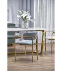 CLEMENTE stół blat - biały marmur, nogi - złoty (2p1szt)