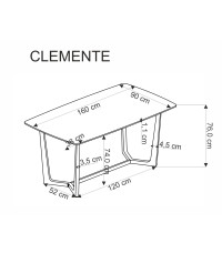 CLEMENTE stół blat - biały marmur, nogi - złoty (2p1szt)