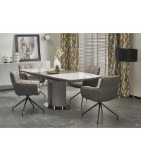 DANCAN stół rozkładany, biały marmur / popielaty / jasny popielaty / czarny (3p1szt))