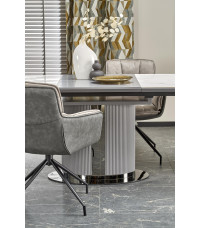 DANCAN stół rozkładany, biały marmur / popielaty / jasny popielaty / czarny (3p1szt))