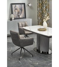 DANCAN stół rozkładany, biały marmur / popielaty / jasny popielaty / czarny (3p1szt))