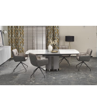 DANCAN stół rozkładany, biały marmur / popielaty / jasny popielaty / czarny (3p1szt))