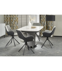 DANCAN stół rozkładany, biały marmur / popielaty / jasny popielaty / czarny (3p1szt))