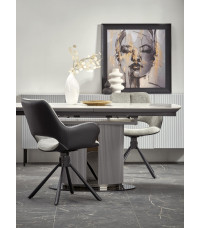 DANCAN stół rozkładany, biały marmur / popielaty / jasny popielaty / czarny (3p1szt))