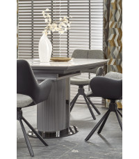 DANCAN stół rozkładany, biały marmur / popielaty / jasny popielaty / czarny (3p1szt))