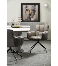 DANCAN stół rozkładany, biały marmur / popielaty / jasny popielaty / czarny (3p1szt))