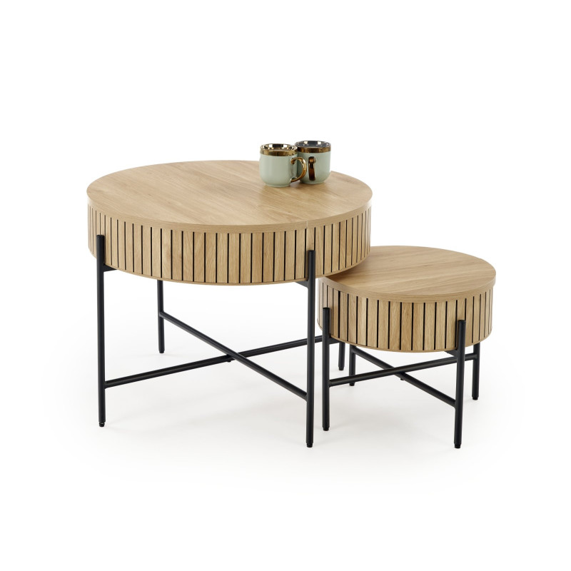 DANTE zestaw 2 ław, naturalny / czarny (1p1zestaw)