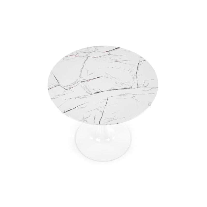 DENVER stół, blat - biały marmur, noga - biały (3p1szt)