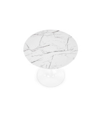 DENVER stół, blat - biały marmur, noga - biały (3p1szt)