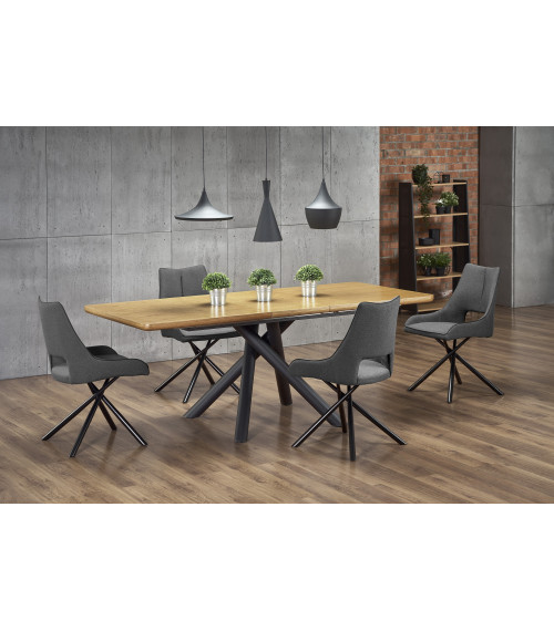 DERRICK stół rozkładany dąb naturalny / czarny (2p1szt)