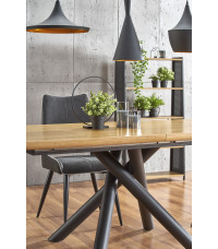 DERRICK stół rozkładany dąb naturalny / czarny (2p1szt)