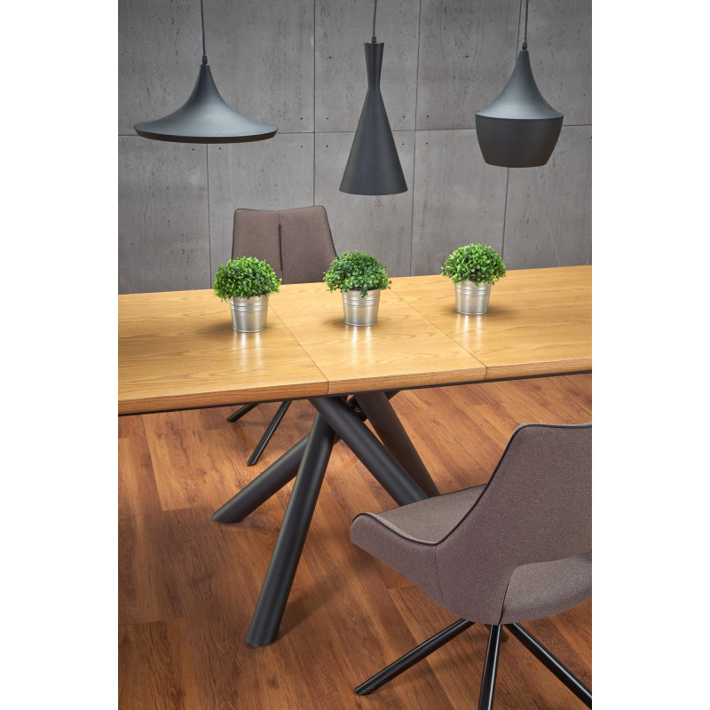 DERRICK stół rozkładany dąb naturalny / czarny (2p1szt)