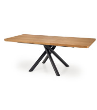 DERRICK stół rozkładany dąb naturalny / czarny (2p1szt)