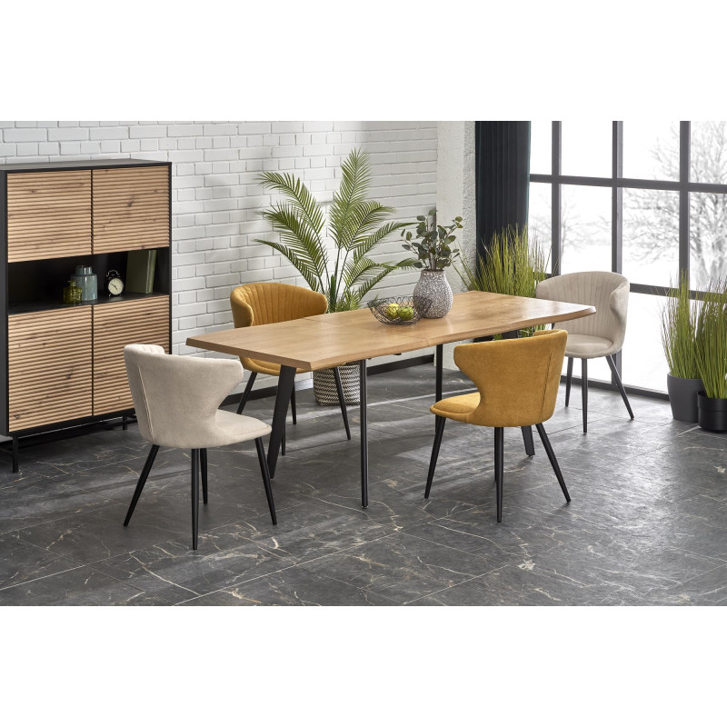 DICKSON 2 stół rozkładany 150-210/90 cm, blat - naturalny, nogi - czarny (2p1szt)