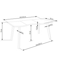 DICKSON 2 stół rozkładany 150-210/90 cm, blat - naturalny, nogi - czarny (2p1szt)