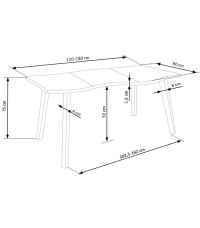 DICKSON stół rozkładany 120-180/80 cm, blat - naturalny, nogi - czarny (2p1szt)